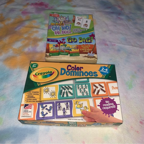 Leap Frog Mr. Pencil Go Dig Card Games And Crayola Color Dominoes Kids Games - Picture 1 of 7